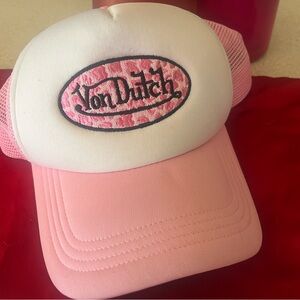 Von Dutch Pink and White Trucker Hat